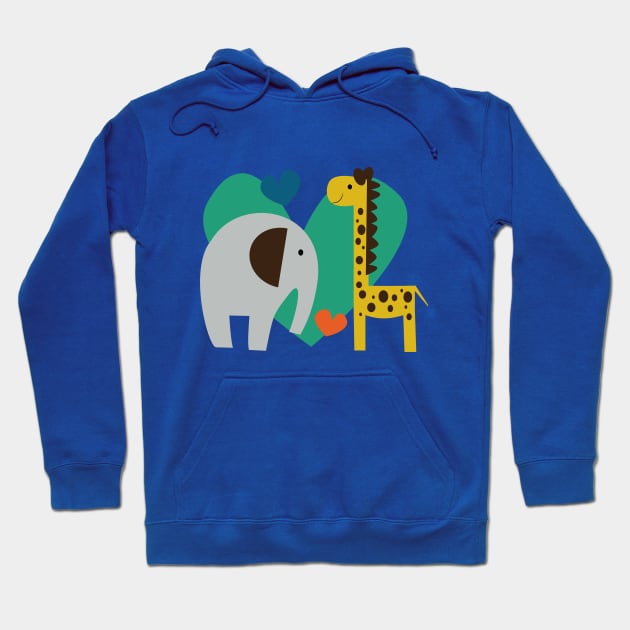 Elephant and Giraffe Hoodie by bruxamagica